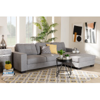 Baxton Studio J099C-Light Grey-RFC Langley Modern and Contemporary Light Grey Fabric Upholstered Sectional Sofa with Right Facing Chaise